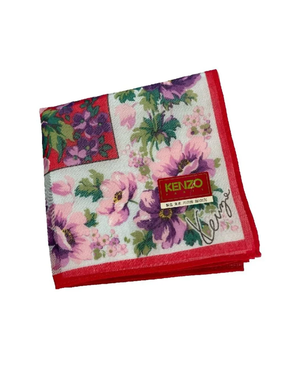 Kenzo Paris NWT Floral Cotton Handkerchief Scarf